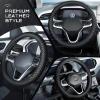 imageCoverado Car Steering Wheel Cover Nappa Leather Black ampamp Gray Steering Wheel Covers Universal 1415 inch AntiSlip Breathable Steering Wheel Protector for Women MenCBlack