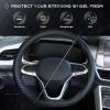 imageCoverado Car Steering Wheel Cover Nappa Leather Black ampamp Gray Steering Wheel Covers Universal 1415 inch AntiSlip Breathable Steering Wheel Protector for Women MenCBlue