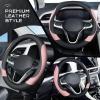 imageCoverado Car Steering Wheel Cover Nappa Leather Black ampamp Gray Steering Wheel Covers Universal 1415 inch AntiSlip Breathable Steering Wheel Protector for Women MenBBlackPink