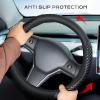 imageCoverado Car Steering Wheel Cover Nappa Leather Black ampamp Gray Steering Wheel Covers Universal 1415 inch AntiSlip Breathable Steering Wheel Protector for Women MenCBlack