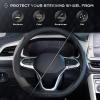 imageCoverado Car Steering Wheel Cover Nappa Leather Black ampamp Gray Steering Wheel Covers Universal 1415 inch AntiSlip Breathable Steering Wheel Protector for Women MenBBlackGray