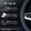imageCoverado Car Steering Wheel Cover Nappa Leather Black ampamp Gray Steering Wheel Covers Universal 1415 inch AntiSlip Breathable Steering Wheel Protector for Women MenCBlue