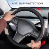 imageCoverado Car Steering Wheel Cover Nappa Leather Black ampamp Gray Steering Wheel Covers Universal 1415 inch AntiSlip Breathable Steering Wheel Protector for Women MenBBlackBrown