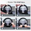 imageCoverado Car Steering Wheel Cover Nappa Leather Black ampamp Gray Steering Wheel Covers Universal 1415 inch AntiSlip Breathable Steering Wheel Protector for Women MenABlack