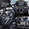 imageCoverado Car Steering Wheel Cover Nappa Leather Black ampamp Gray Steering Wheel Covers Universal 1415 inch AntiSlip Breathable Steering Wheel Protector for Women MenCBlue