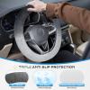 imageCoverado Car Steering Wheel Cover Nappa Leather Black ampamp Gray Steering Wheel Covers Universal 1415 inch AntiSlip Breathable Steering Wheel Protector for Women MenAGrayNEW