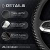 imageCoverado Car Steering Wheel Cover Nappa Leather Black ampamp Gray Steering Wheel Covers Universal 1415 inch AntiSlip Breathable Steering Wheel Protector for Women MenCBlack