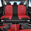imageCoverado Leather Seat Covers Full Set Black and Beige Seat Covers for SUV Pickup Truck Sedan Automotive Vehicle Interior Waterproof and Durable All Weather ProtectorBlackRed