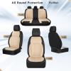 imageCoverado Leather Seat Covers Full Set Black and Beige Seat Covers for SUV Pickup Truck Sedan Automotive Vehicle Interior Waterproof and Durable All Weather ProtectorBlackBeige