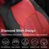 imageCoverado Leather Seat Covers Full Set Black and Beige Seat Covers for SUV Pickup Truck Sedan Automotive Vehicle Interior Waterproof and Durable All Weather ProtectorBlackRed