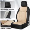 imageCoverado Leather Seat Covers Full Set Black and Beige Seat Covers for SUV Pickup Truck Sedan Automotive Vehicle Interior Waterproof and Durable All Weather ProtectorBlackBeige