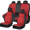 imageCoverado Leather Seat Covers Full Set Black and Beige Seat Covers for SUV Pickup Truck Sedan Automotive Vehicle Interior Waterproof and Durable All Weather ProtectorBlackRed