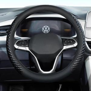 imageCoverado Car Steering Wheel Cover Nappa Leather Black ampamp Gray Steering Wheel Covers Universal 1415 inch AntiSlip Breathable Steering Wheel Protector for Women MenCBlack