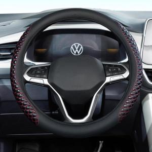 imageCoverado Car Steering Wheel Cover Nappa Leather Black ampamp Gray Steering Wheel Covers Universal 1415 inch AntiSlip Breathable Steering Wheel Protector for Women MenCRed
