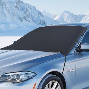 imageCoverado Windshield Cover for Ice and Snow Durable 600D Oxford Fabric Waterproof Heavy Duty Winter Windshield Frost Protector for Most Cars SUVs Trucks Medium 67x47pure black