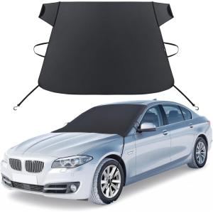 imageCoverado Windshield Cover for Ice and Snow Durable 600D Oxford Fabric Waterproof Heavy Duty Winter Windshield Frost Protector for Most Cars SUVs Trucks Medium 67x47Black