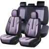 imageCoverado Car Seat Covers Full Set Black Seat Cover with Lumbar Support Luxury Leather Seat Covers for Front and Back Waterproof Car Seat Protector Car Seat Cushion Universal Fit for Most VehiclesBlackPurple