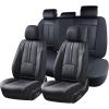 imageCoverado Car Seat Covers Full Set Black Seat Cover with Lumbar Support Luxury Leather Seat Covers for Front and Back Waterproof Car Seat Protector Car Seat Cushion Universal Fit for Most VehiclesBlack