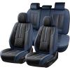 imageCoverado Car Seat Covers Full Set Black Seat Cover with Lumbar Support Luxury Leather Seat Covers for Front and Back Waterproof Car Seat Protector Car Seat Cushion Universal Fit for Most VehiclesBlueBlack