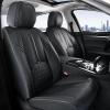 imageCoverado Car Seat Covers Full Set Black Seat Cover with Lumbar Support Luxury Leather Seat Covers for Front and Back Waterproof Car Seat Protector Car Seat Cushion Universal Fit for Most VehiclesBlack
