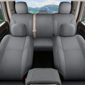 imageCoverado Chevy Silverado Waterproof Canvas Seat Covers Full Set Fit for Silverado GMC Sierra 20072013 ampamp 20192025 1500 20202025 2500HD 3500HD Crew Double Extended CabFlat FrontampampFlat Rear BlackGrayCanvas