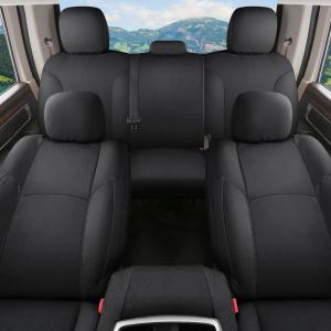 imageCoverado Chevy Silverado Waterproof Canvas Seat Covers Full Set Fit for Silverado GMC Sierra 20072013 ampamp 20192025 1500 20202025 2500HD 3500HD Crew Double Extended CabFlat FrontampampFlat Rear BlackBlackCanvas