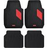 imageCoverado Car Floor Mats Full Set  HeavyDuty PVC Floor Mats with Metallic Heel Pad AllWeather Protection for Front ampamp Rear NonSlip Backing EasyClean Interior LinersRed