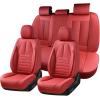 image:imageCoverado Seat Covers Car Seat Covers Front Seats Automotive Seat Covers Waterproof Nappa Leather Car Seat Cover Car Seat Cushion Black Seat Covers Carseat Cover Universal Fit for Most CarsRed