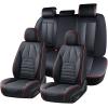 image:imageCoverado Seat Covers Car Seat Covers Front Seats Automotive Seat Covers Waterproof Nappa Leather Car Seat Cover Car Seat Cushion Black Seat Covers Carseat Cover Universal Fit for Most CarsBlackRed line