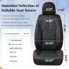 image:imageCoverado Seat Covers Car Seat Covers Front Seats Automotive Seat Covers Waterproof Nappa Leather Car Seat Cover Car Seat Cushion Black Seat Covers Carseat Cover Universal Fit for Most CarsBlackRed line