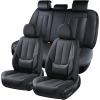 image:imageCoverado Seat Covers Car Seat Covers Front Seats Leather Seat Covers for Cars Car Seat Protector Waterproof Black Car Seat Cushion Front Carseat Cover Universal Fit for Most Cars8805Balck