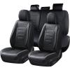 image:imageCoverado Car Seat Covers Full Set Black Seat Covers for Cars Car Seat Cover Car Seat Protector Nappa Leather Car Seat Cushion Waterproof Car Seat Covers Front Seats and Back Fit for Most Cars