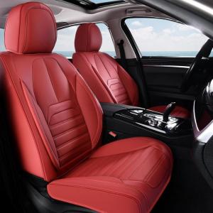 image:imageCoverado Seat Covers Car Seat Covers Front Seats Automotive Seat Covers Waterproof Nappa Leather Car Seat Cover Car Seat Cushion Black Seat Covers Carseat Cover Universal Fit for Most CarsRed