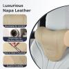 image:imageCoverado Lumbar Support Pillow for Car Ergonomic Memory Foam Back Pillow for Office Chair New Back Cushion for Pain Relief PU Leather Car Lumbar Support for Driving SeatBeige