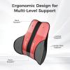 image:imageCoverado Lumbar Support Pillow for Car Ergonomic Memory Foam Back Pillow for Office Chair New Back Cushion for Pain Relief PU Leather Car Lumbar Support for Driving SeatBlackred