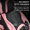 image:imageCoverado Car Seat Covers Full Set Waterproof Nappa Leather Seat Covers for Car Car Seat Protector with Lumbar Support Automotive Seat Covers Universal Fit for Most Cars SUV Trucks BlackampPinkABlackPink