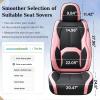 image:imageCoverado Car Seat Covers Full Set Waterproof Nappa Leather Seat Covers for Car Car Seat Protector with Lumbar Support Automotive Seat Covers Universal Fit for Most Cars SUV Trucks BlackampPinkABlackPink