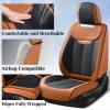 image:imageCoverado Car Seat Covers Full Set Waterproof Nappa Leather Seat Covers for Car Car Seat Protector with Lumbar Support Automotive Seat Covers Universal Fit for Most Cars SUV Trucks BlackampPinkBrownBlack