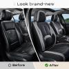 image:imageCoverado Car Seat Covers Full Set Waterproof Nappa Leather Seat Covers for Car Car Seat Protector with Lumbar Support Automotive Seat Covers Universal Fit for Most Cars SUV Trucks BlackampPinkABlackGray