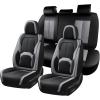 image:imageCoverado Car Seat Covers Full Set Waterproof Nappa Leather Seat Covers for Car Car Seat Protector with Lumbar Support Automotive Seat Covers Universal Fit for Most Cars SUV Trucks BlackampPinkABlackGray