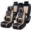 image:imageCoverado Car Seat Covers Full Set Waterproof Nappa Leather Seat Covers for Car Car Seat Protector with Lumbar Support Automotive Seat Covers Universal Fit for Most Cars SUV Trucks BlackampPinkABlackBeige
