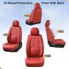 image:imageCoverado Car Seat Covers Full Set Waterproof Nappa Leather Seat Covers for Car Car Seat Protector with Lumbar Support Automotive Seat Covers Universal Fit for Most Cars SUV Trucks BlackampPinkARed