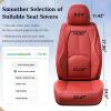 image:imageCoverado Car Seat Covers Full Set Waterproof Nappa Leather Seat Covers for Car Car Seat Protector with Lumbar Support Automotive Seat Covers Universal Fit for Most Cars SUV Trucks BlackampPinkARed