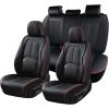 image:imageCoverado Car Seat Covers Full Set Waterproof Nappa Leather Seat Covers for Car Car Seat Protector with Lumbar Support Automotive Seat Covers Universal Fit for Most Cars SUV Trucks BlackampPinkABlackRed