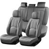 image:imageCoverado Car Seat Covers Full Set Waterproof Nappa Leather Seat Covers for Car Car Seat Protector with Lumbar Support Automotive Seat Covers Universal Fit for Most Cars SUV Trucks BlackampPinkAGray