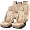 image:imageCoverado Car Seat Covers Full Set Waterproof Nappa Leather Seat Covers for Car Car Seat Protector with Lumbar Support Automotive Seat Covers Universal Fit for Most Cars SUV Trucks BlackampPinkABeige