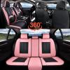 image:imageCoverado Car Seat Covers Full Set Waterproof Nappa Leather Seat Covers for Car Car Seat Protector with Lumbar Support Automotive Seat Covers Universal Fit for Most Cars SUV Trucks BlackampPinkABlackPink