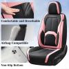 image:imageCoverado Car Seat Covers Full Set Waterproof Nappa Leather Seat Covers for Car Car Seat Protector with Lumbar Support Automotive Seat Covers Universal Fit for Most Cars SUV Trucks BlackampPinkABlackPink