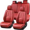 image:imageCoverado Car Seat Covers Full Set Waterproof Nappa Leather Seat Covers for Car Car Seat Protector with Lumbar Support Automotive Seat Covers Universal Fit for Most Cars SUV Trucks BlackampPinkARed