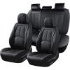 image:imageCoverado Car Seat Covers Full Set Waterproof Nappa Leather Seat Covers for Car Car Seat Protector with Lumbar Support Automotive Seat Covers Universal Fit for Most Cars SUV Trucks BlackampPinkABlack